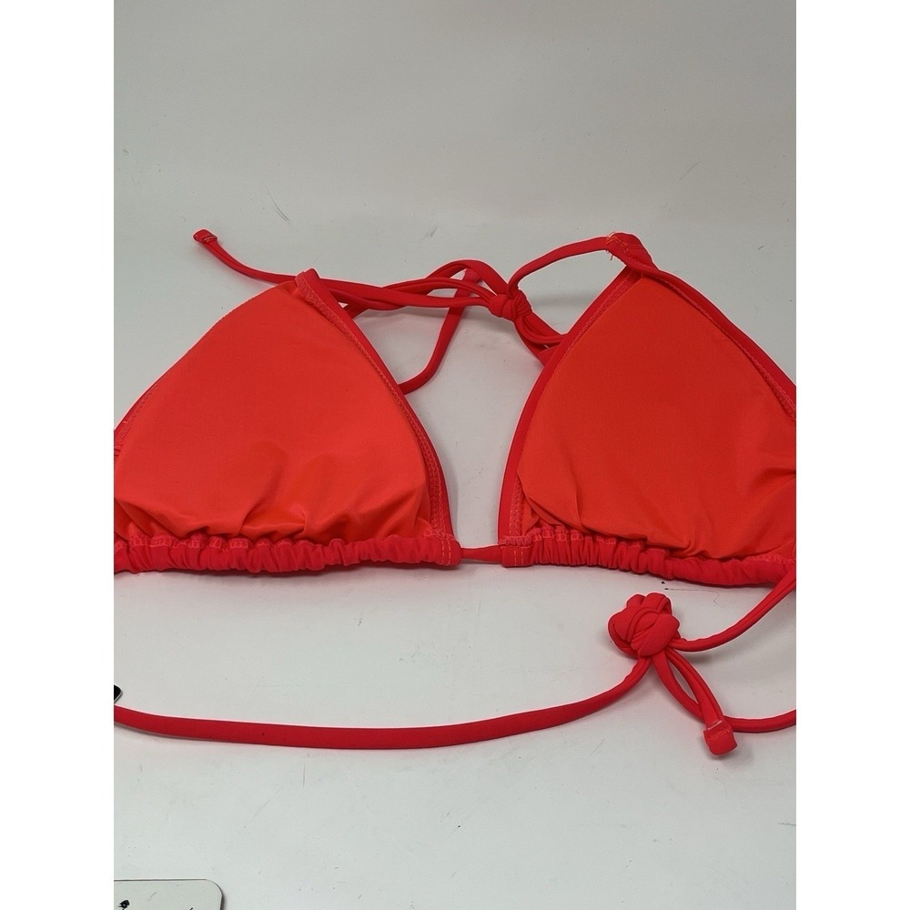 Fashion Nova Sasha Bikini Top Womens L Neon Coral Triangle Swimwear Padded NWT - Picture 3 of 7
